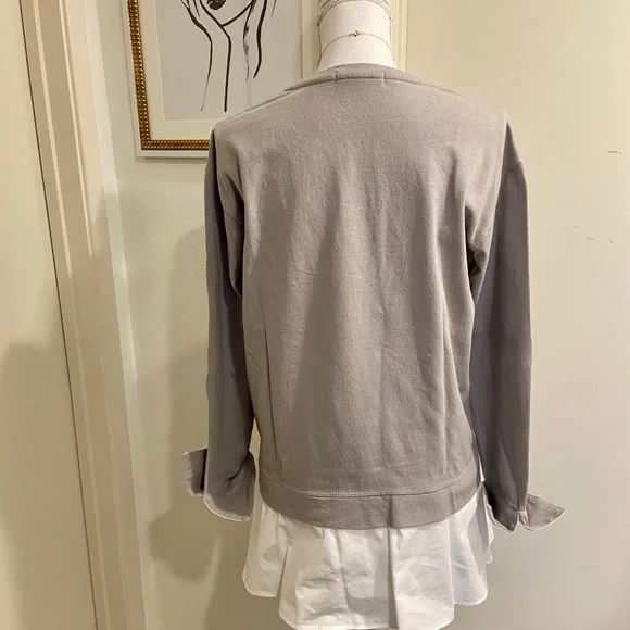 Anthropologie Eri + Ali Layered Poplin Sweatshirt - Picture 2 of 6